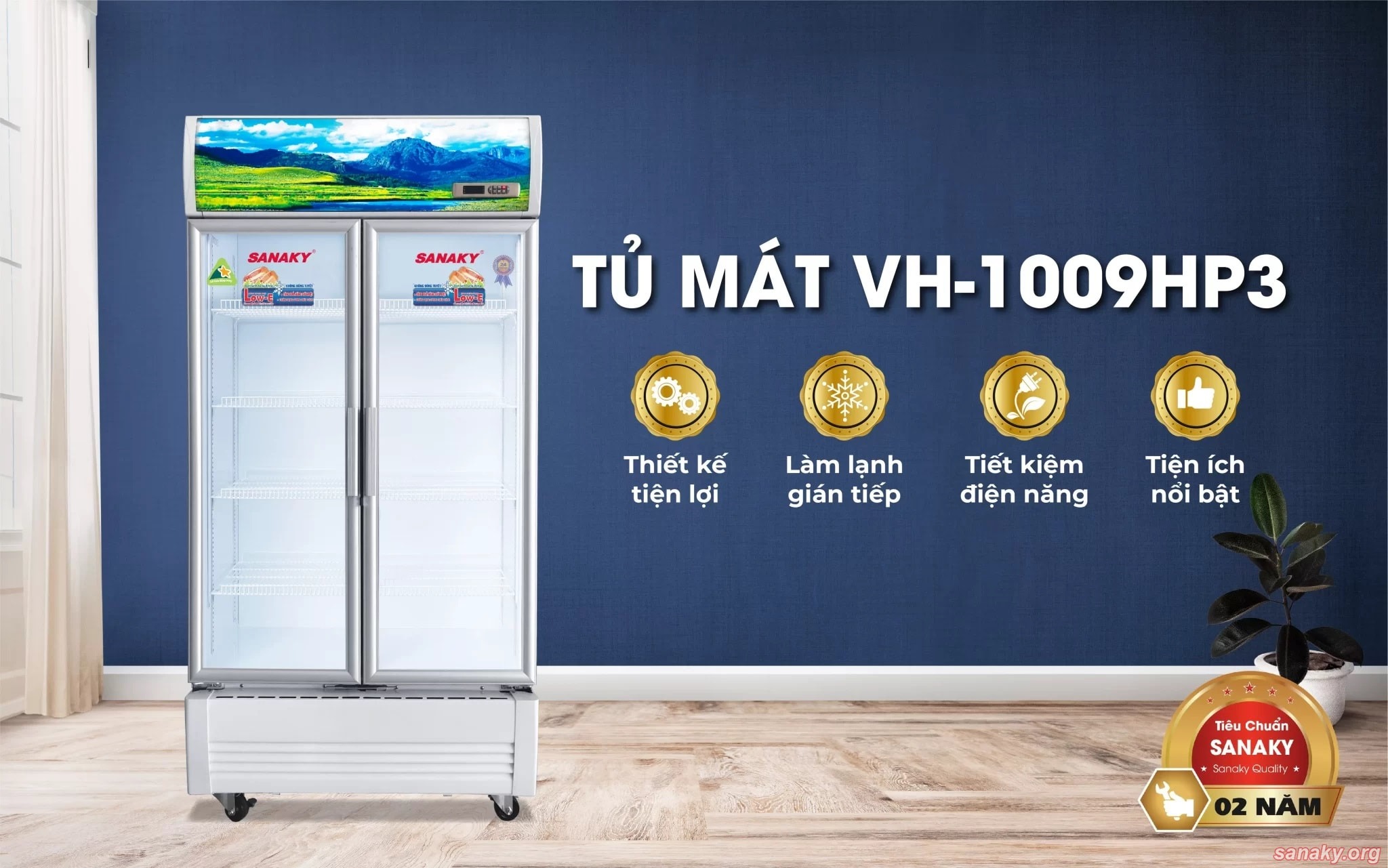 Tủ mát 2 cánh Inverter 900l Sanaky VH-1009HP3